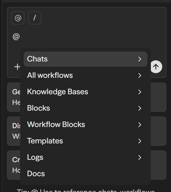 Copilot context menu showing available reference options